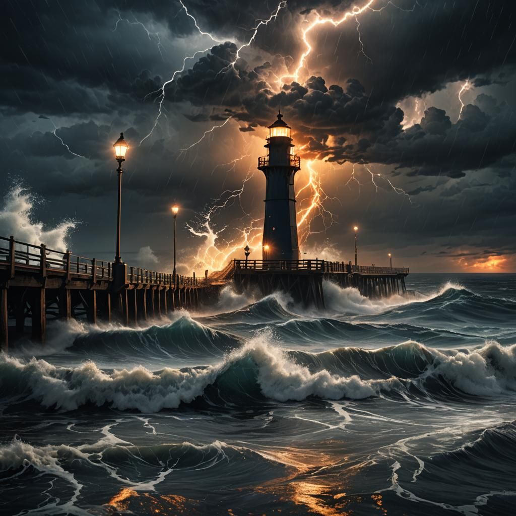 Stormy Sea at Night: A Dark Fantasy Painting
