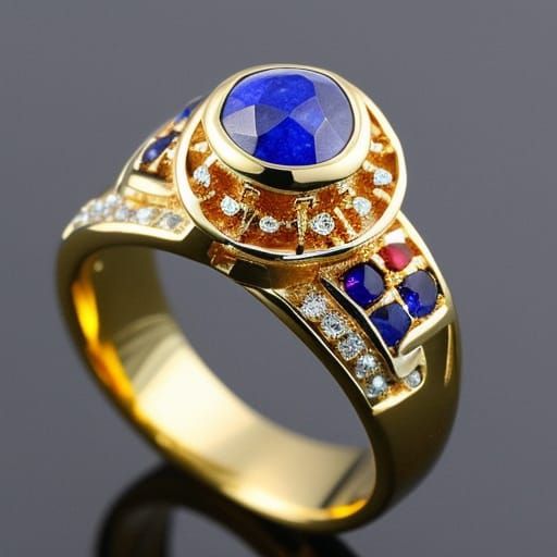 Goddess Wedding Ring with Phoenix and Crystals