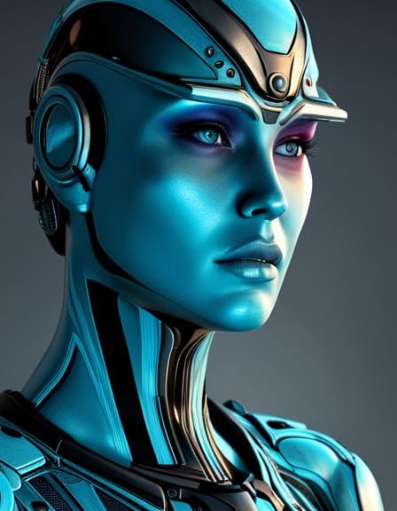 Futuristic Robot Woman with Screen Face