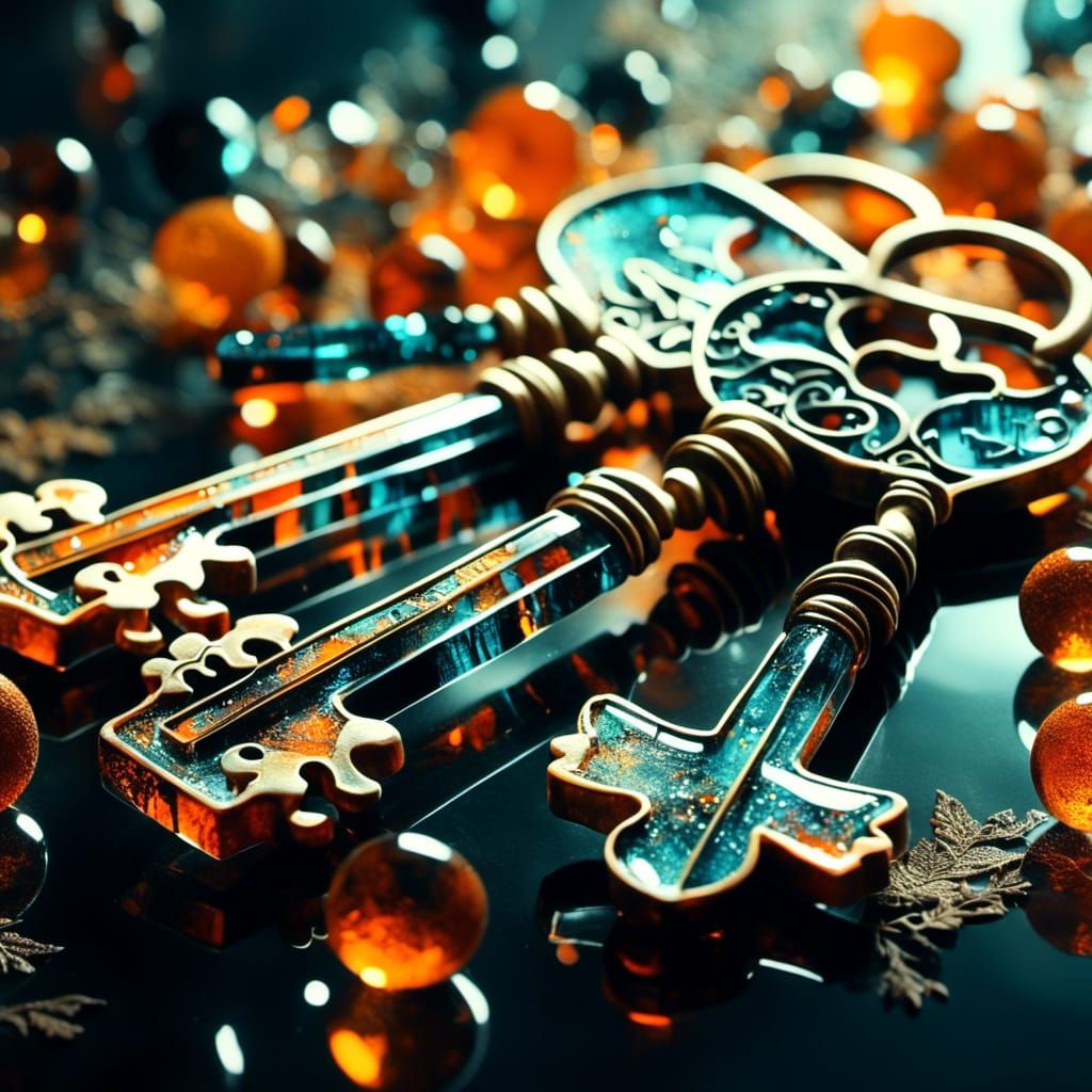 Surreal Glass Keys in Double Exposure Style
