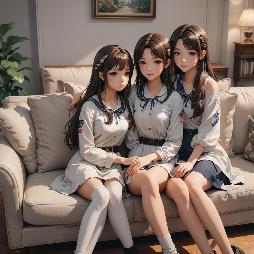 Three Sisters: Anime Art Inspired by WLOP