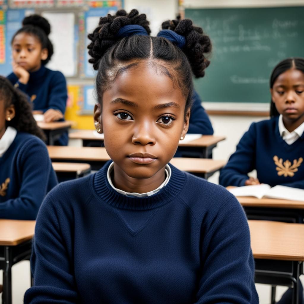 Young Student with Thoughtful Expression in Classroom