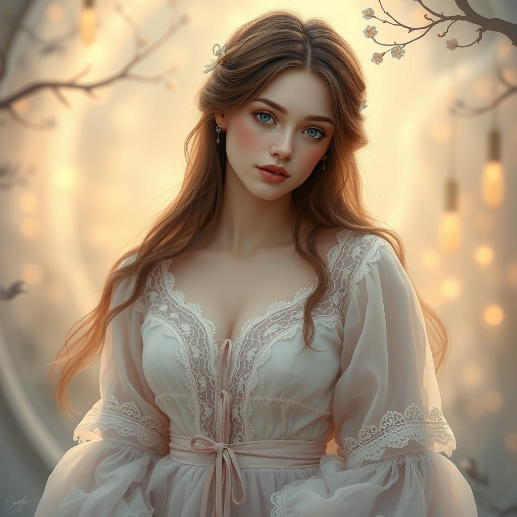 Whimsical Goddess in Ethereal Glow