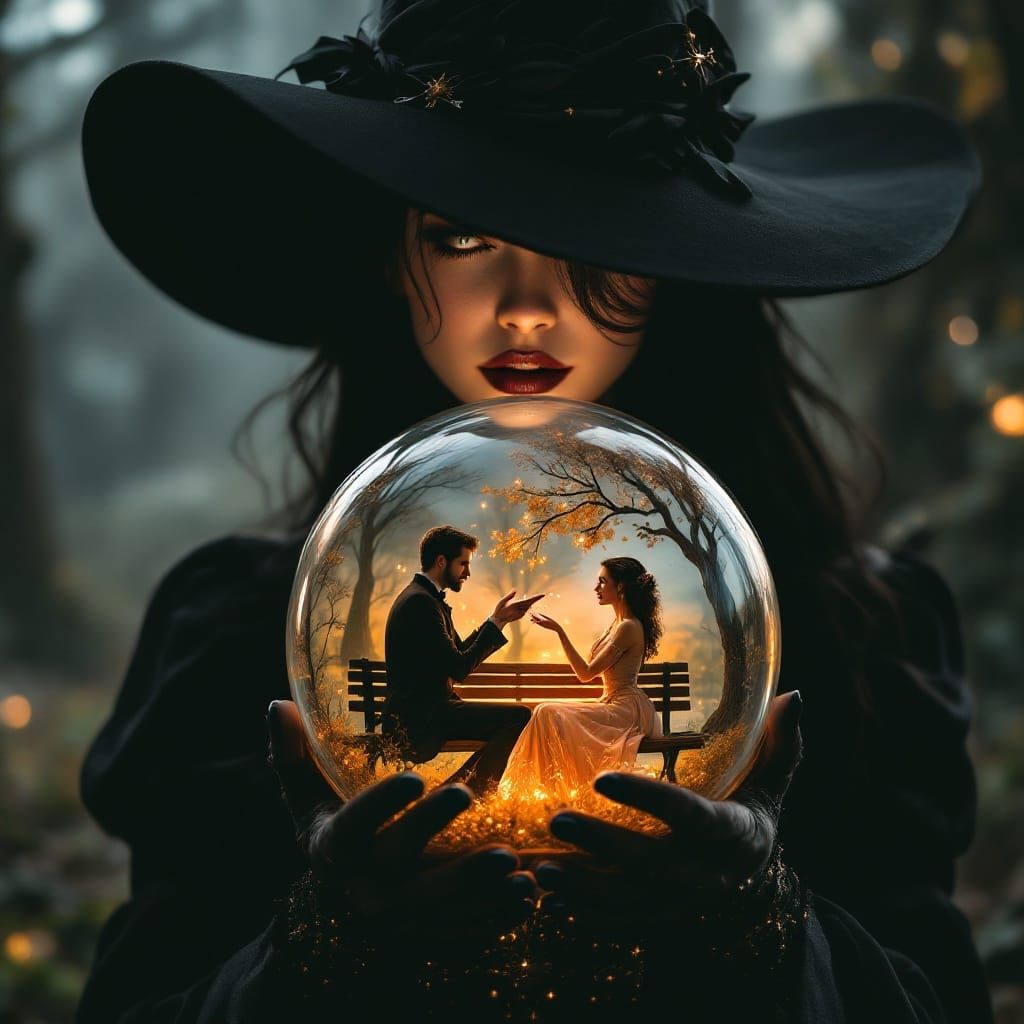 A Victorian Witch Envy Scene in Golden Twilight