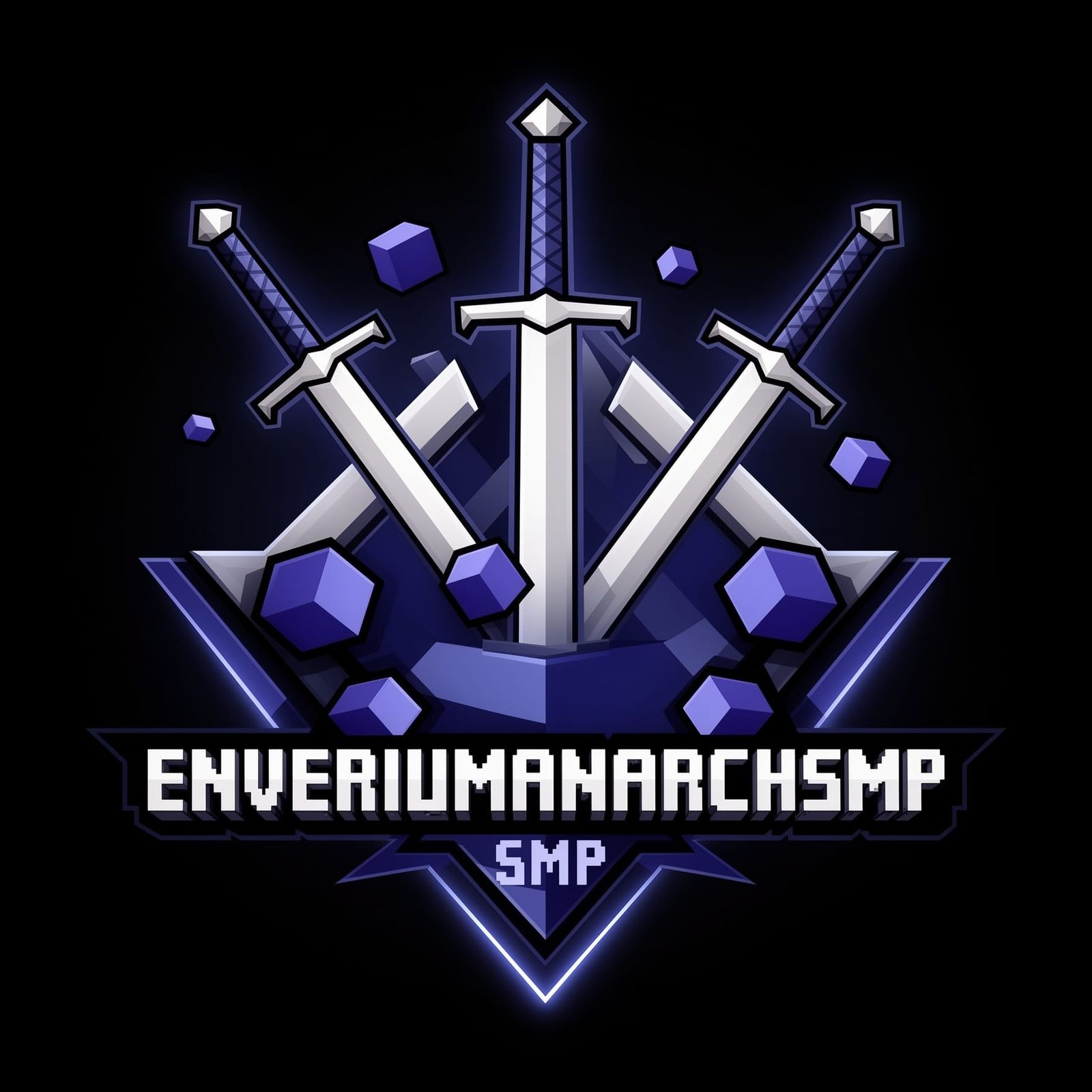 Minecraft SMP Logo: Swords, Cubes, Digital Frontier