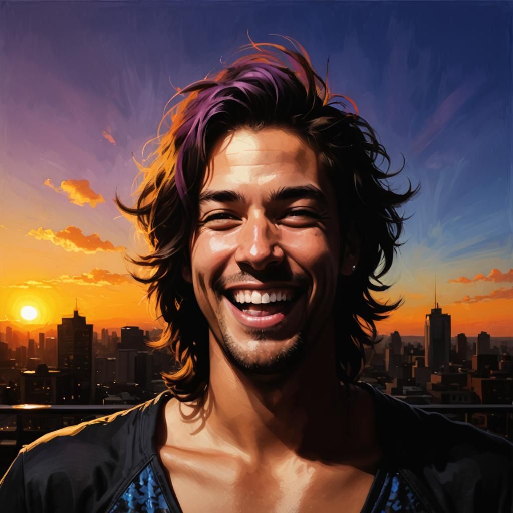 Vibrant City Rooftop Pool Party at Sunset