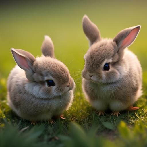 Baby Bunnies Playing with Chicks: Professional Photography