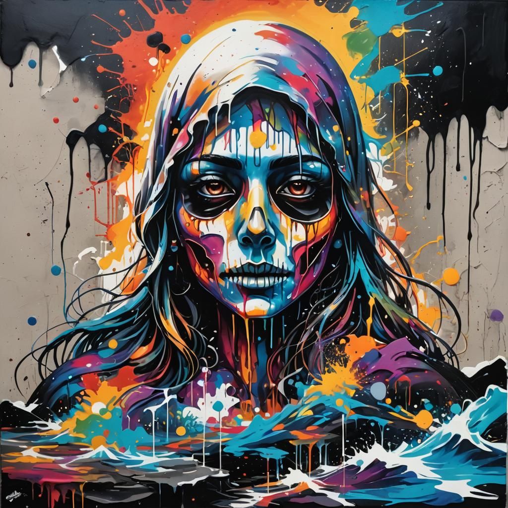 Polychromatic Seascape Graffiti Art at Dawn