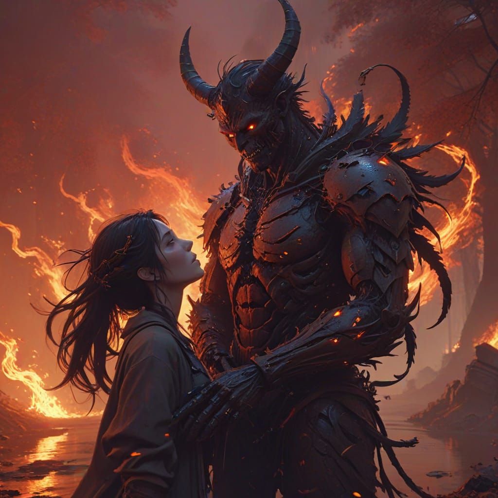 Ethereal Demons in a Fiery, Red Hellscape