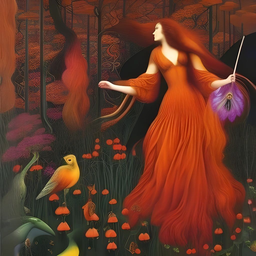 Psychedelic Pre-Raphaelite Portrait: AI Art