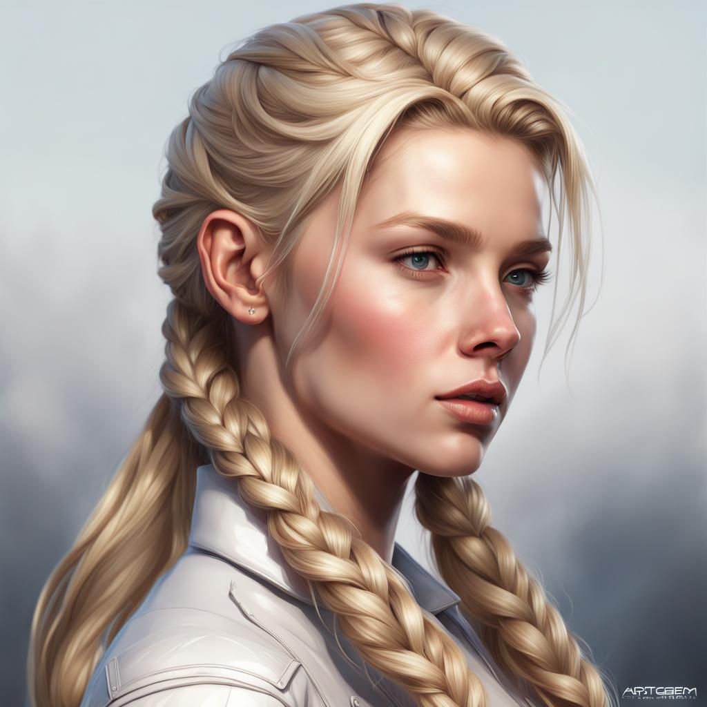 Beautiful Blond Equestrian Portrait in Hyperrealistic Style