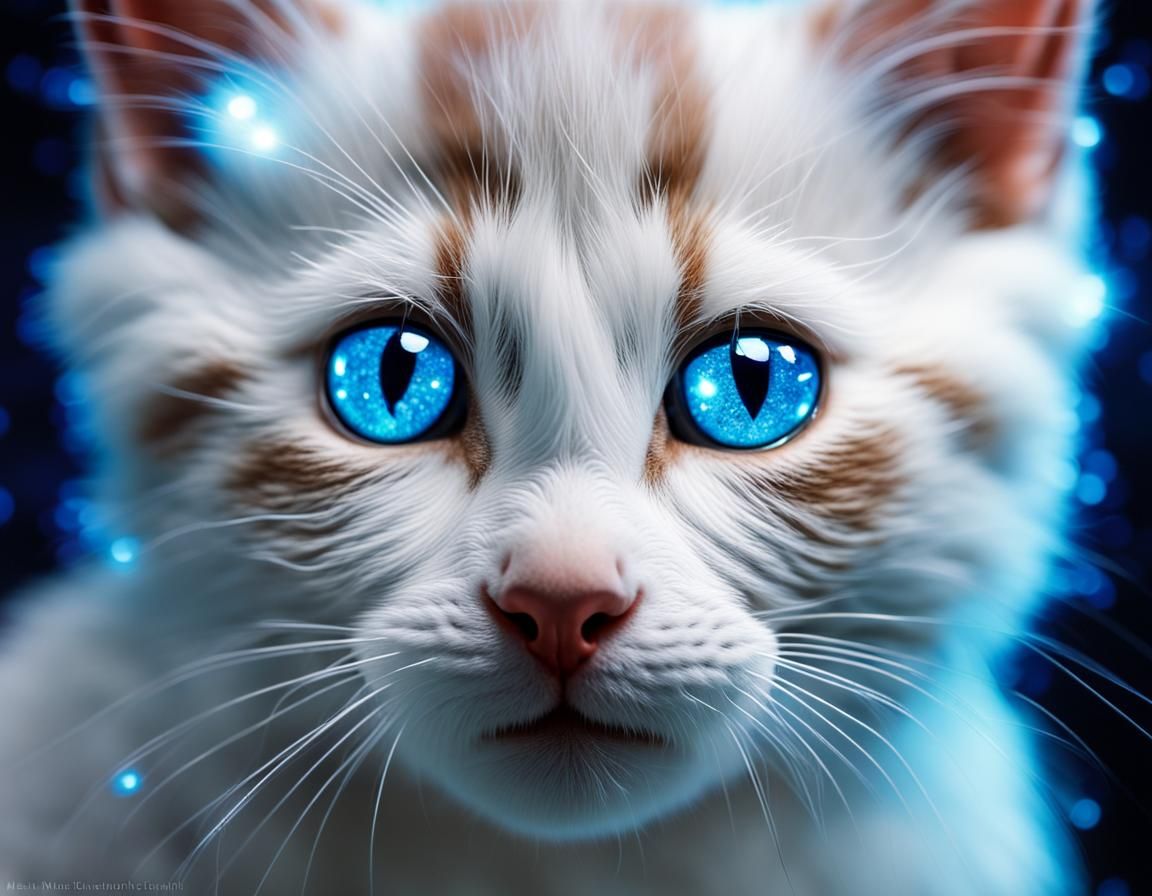 Bioluminescent Kitten Portrait in Professional Style