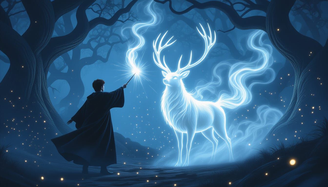 Harry Potter Conjures a Silver Stag Patronus