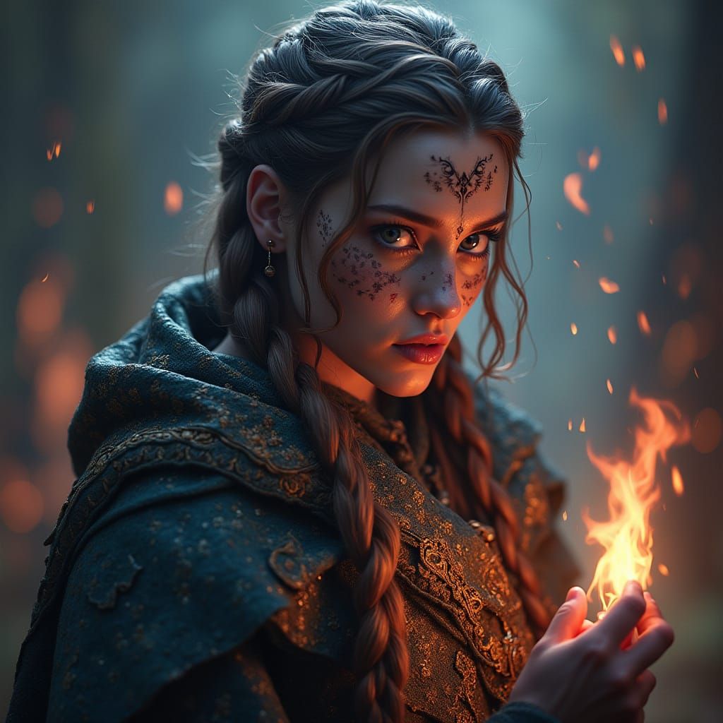 Fierce Celtic Woman Portrait in 8K Resolution