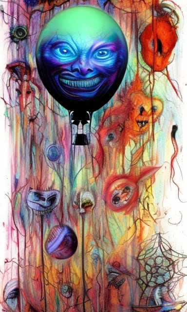 Sci-Fi Horror with Deflated Balloons in Biopunk Style