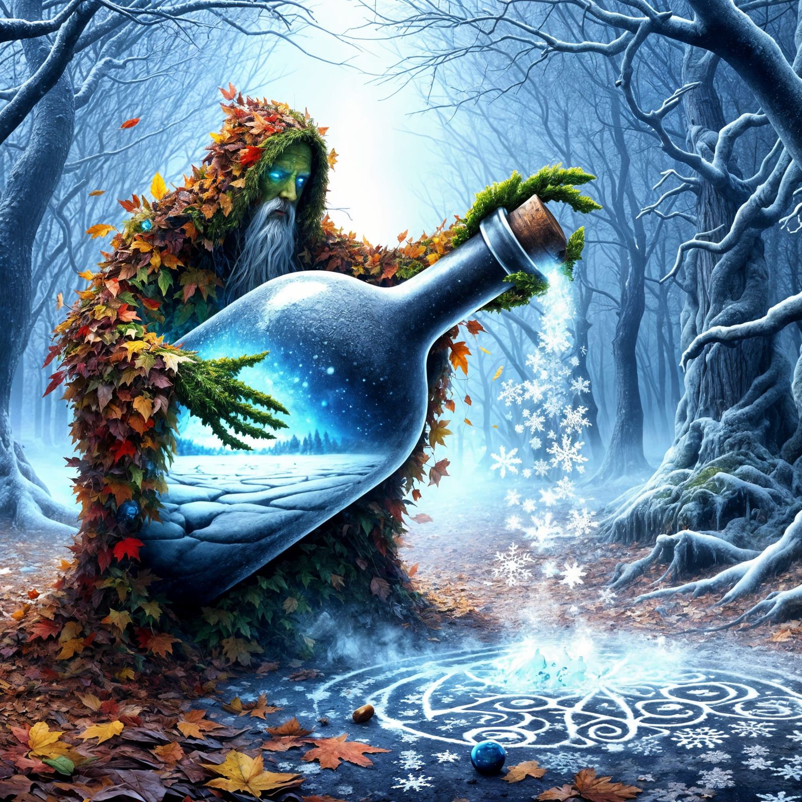 Autumn Mage Unleashes Winter Landscape