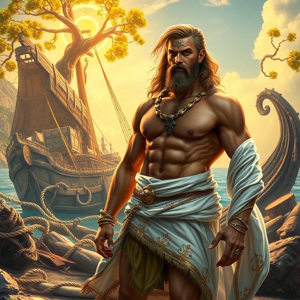 Heroic Jason in Ancient Greek Landscape, Unreal Engine 5