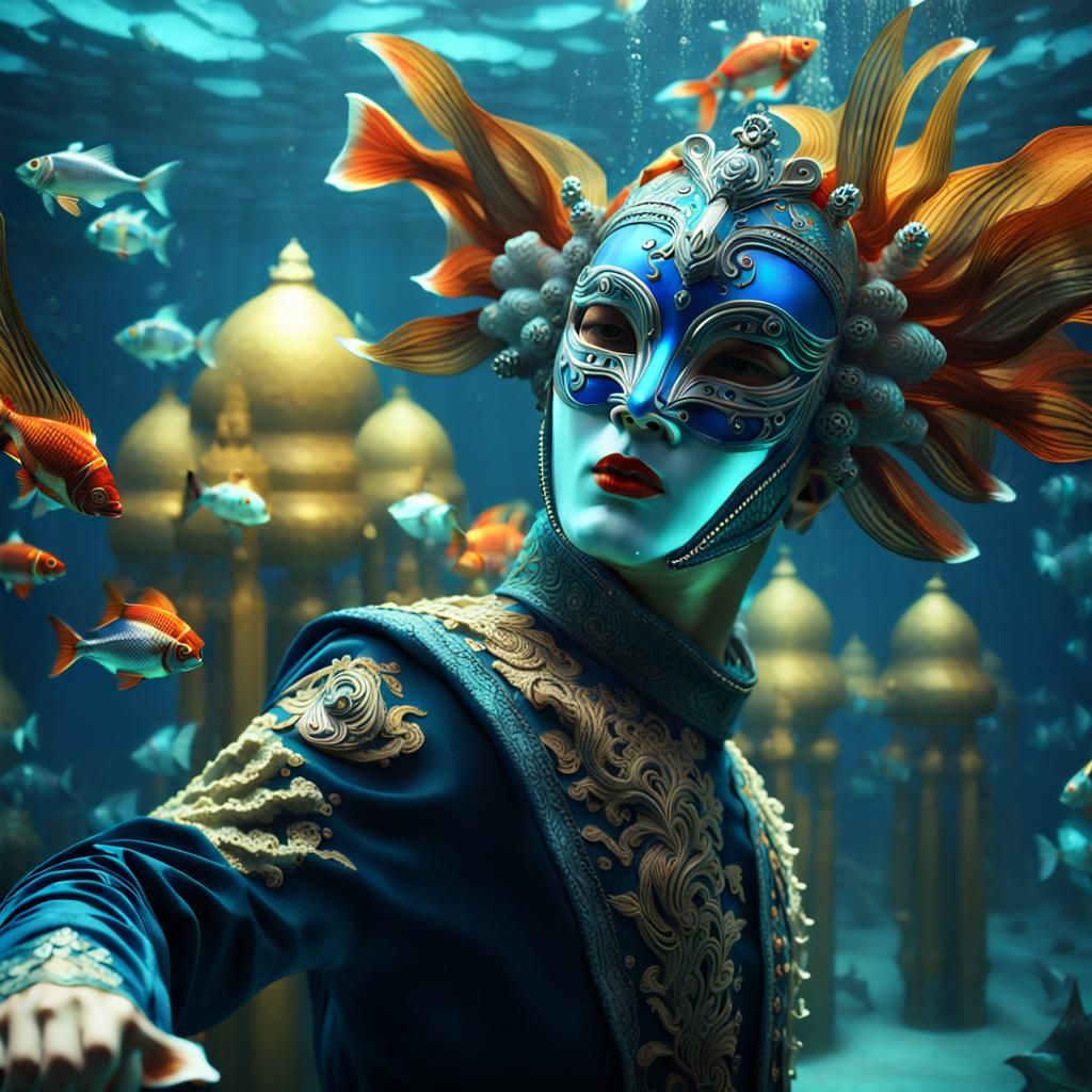 Underwater Venetian Mask Dance: Renaissance Futurism