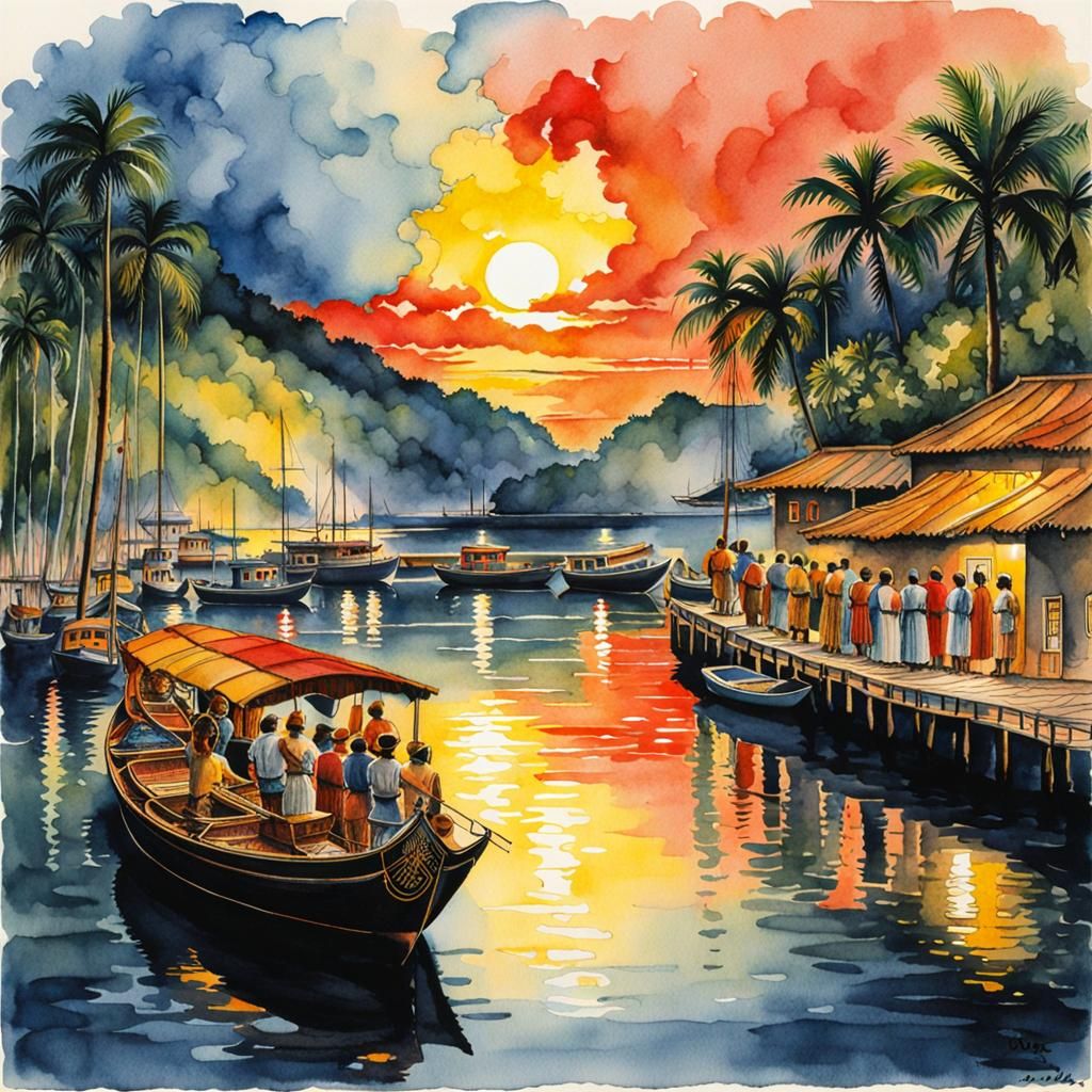 Catatumbo Lightning, Venezuela: Watercolor and Ink Illustrat...