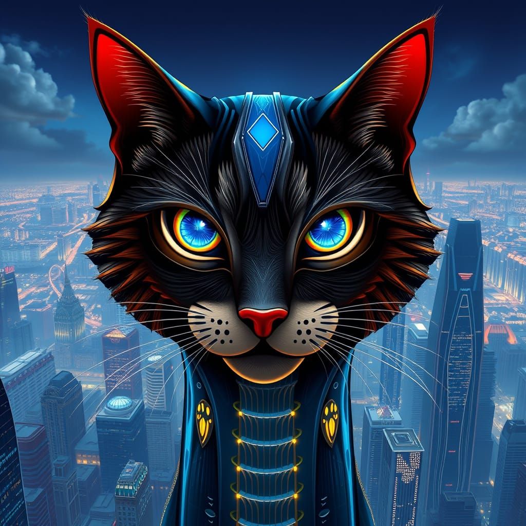 Futuristic Feline Metropolis