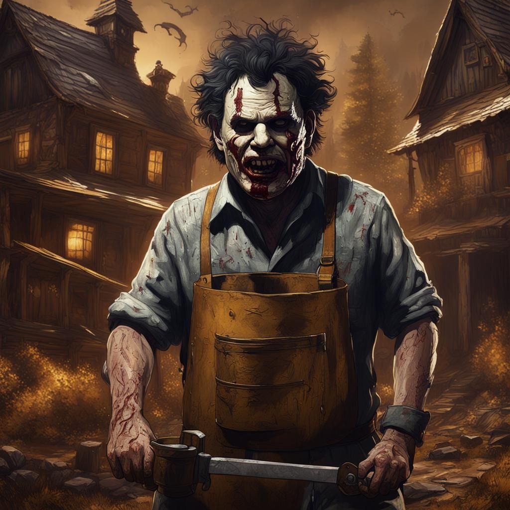 Leatherface Detailed Matte Painting in Deep Color