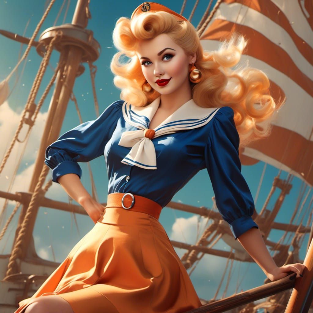 <lora:PinUpStyle:1.0> Sailor Venus as a 1940s pin-up