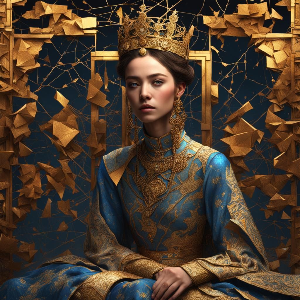 Shattered Princess: A Kintsugi-Inspired Digital Portrait