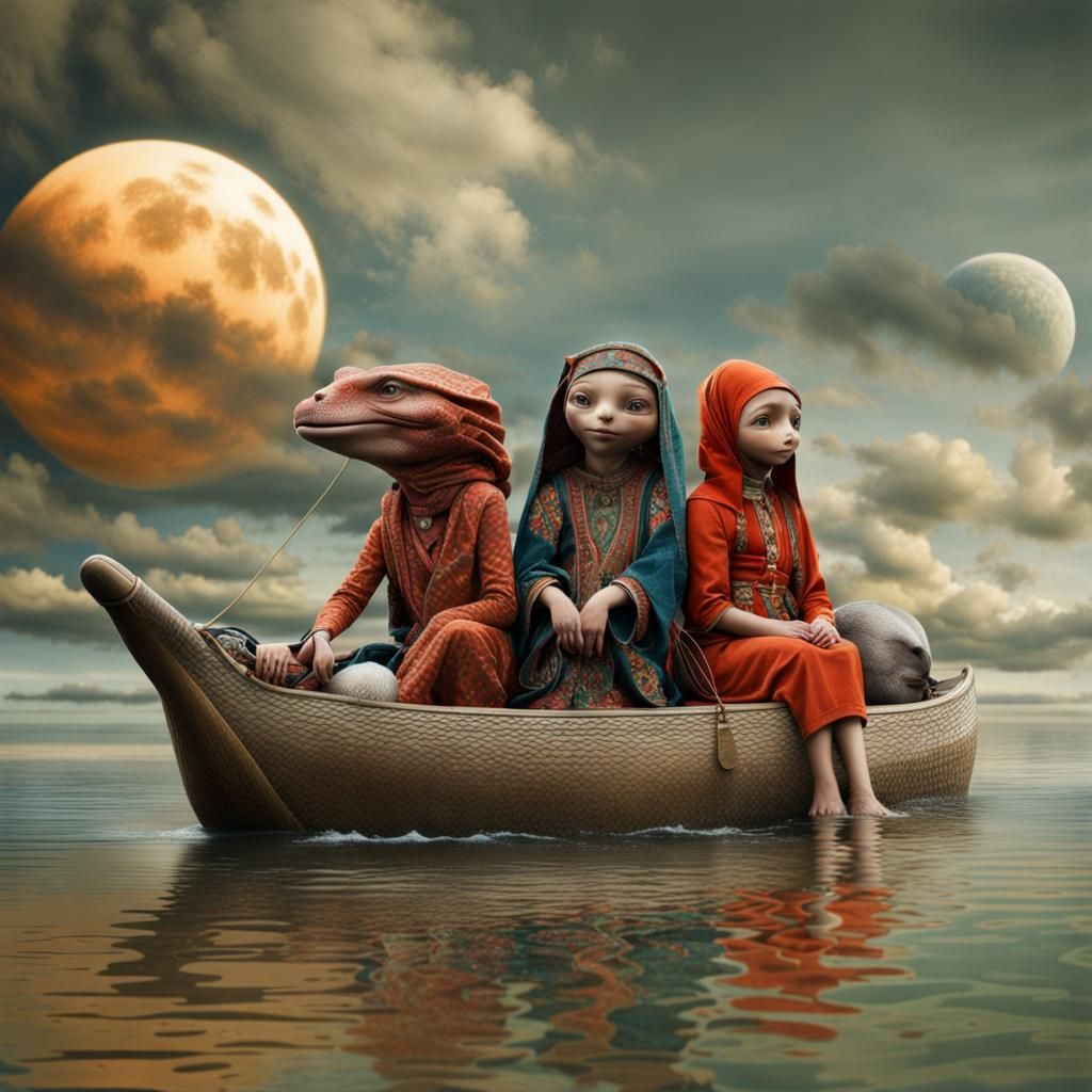 Surreal Alien Restaurant Celebration in Magical Realism