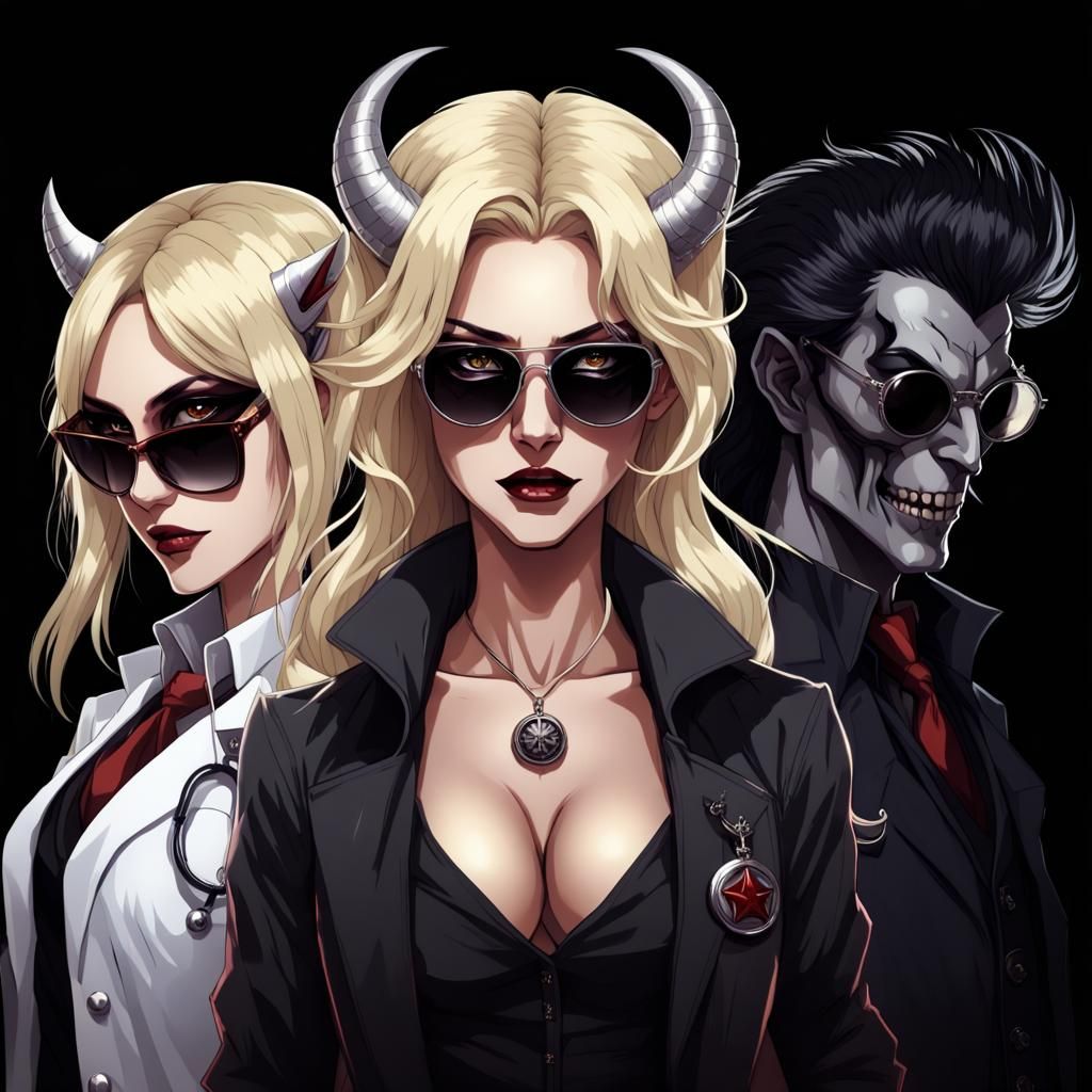 Anime Style Demons in Hell with Blonde Queen