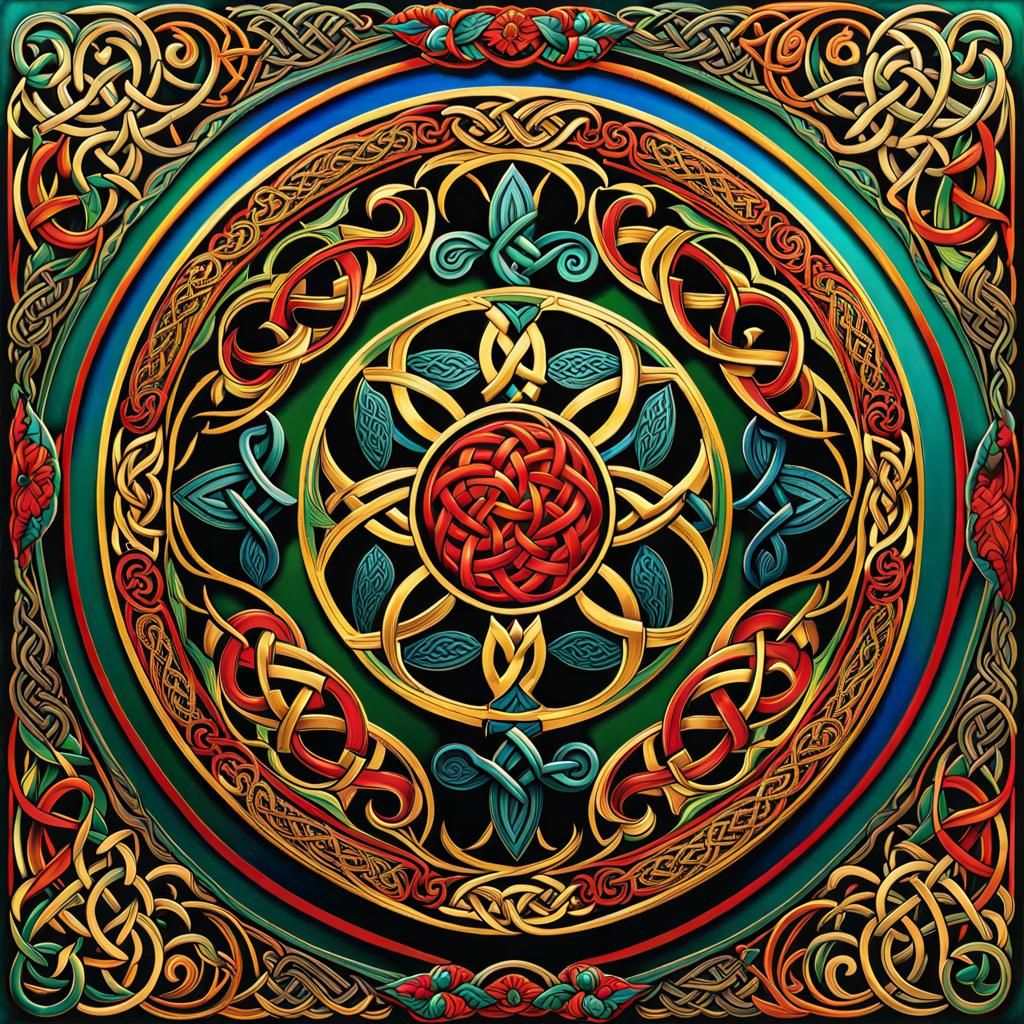 Visually Rich Celtic Knot Design in Maximalism Art