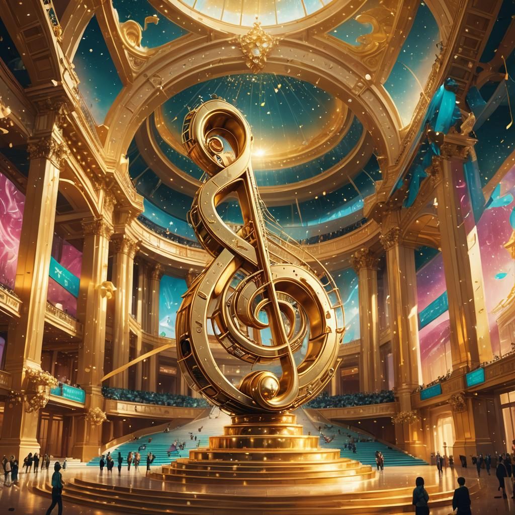 Golden Musical Note Concept Art in Grand Hall