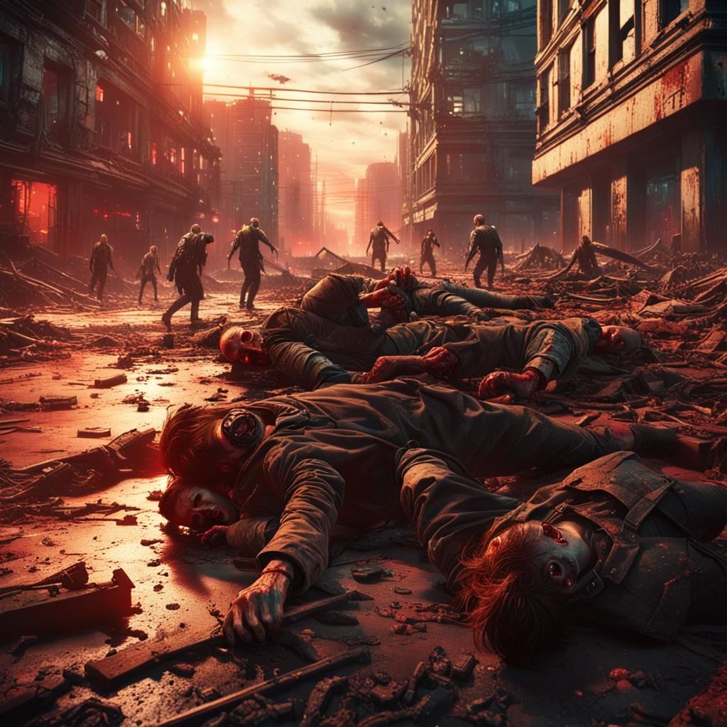 Zombie Attack in Dystopian Sci-Fi City