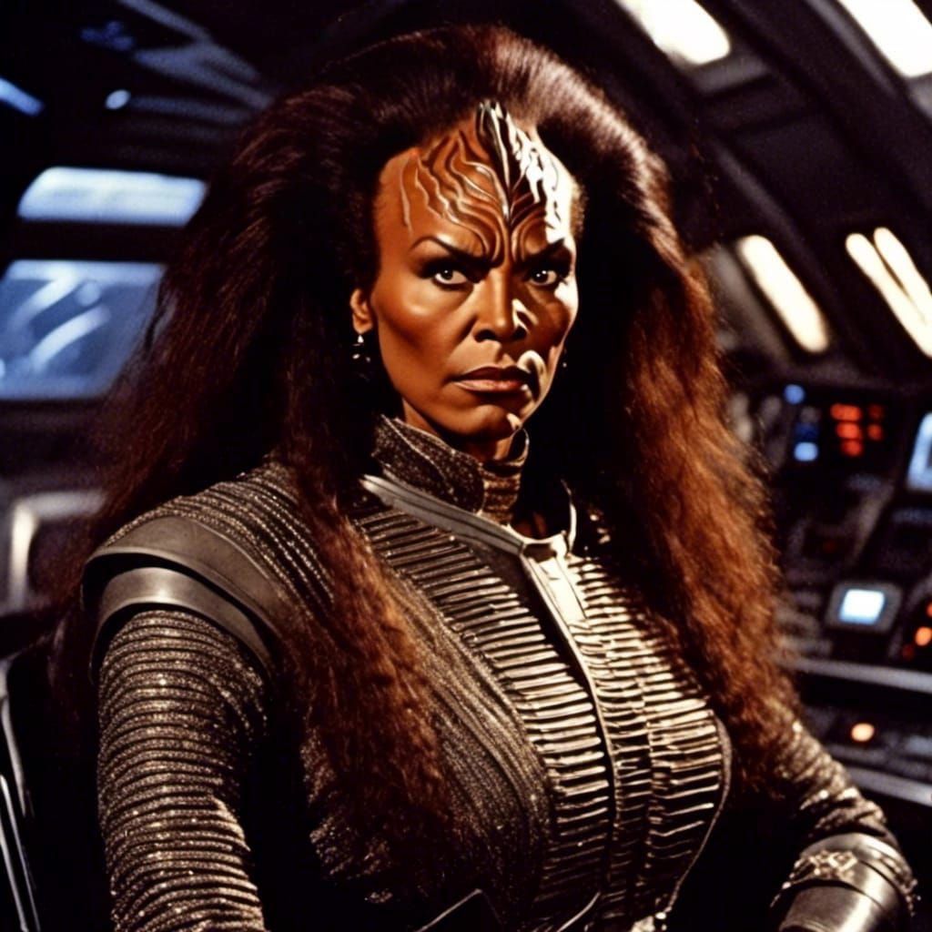 Fierce Klingon Woman Warrior in Spaceship