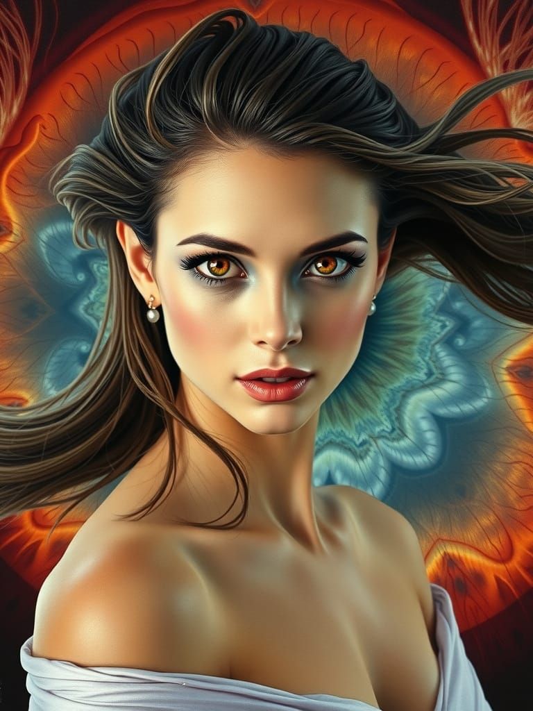 Ethereal Goddess in Retinal Dreamscape