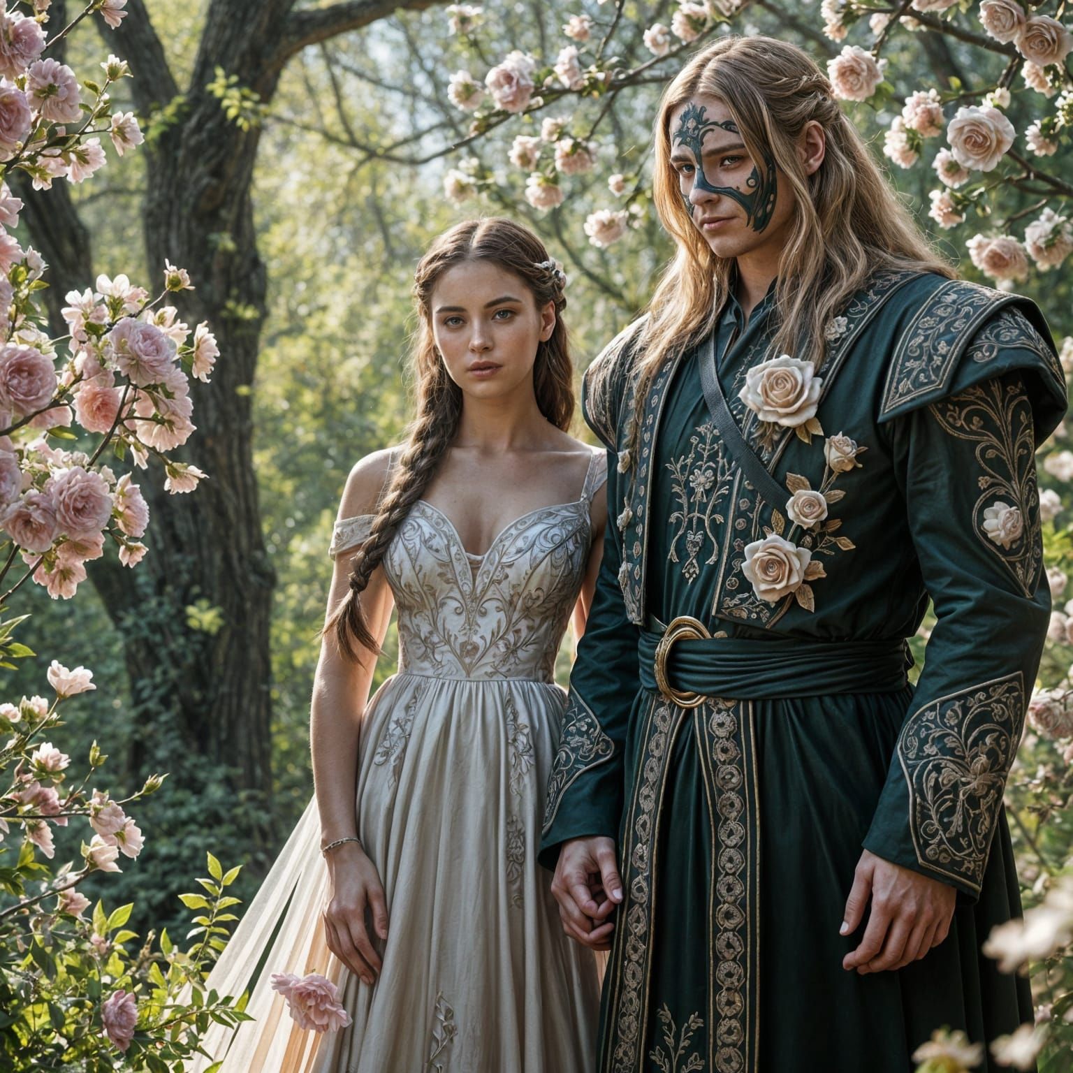 Fantasy Wedding Scene in Spring Court Garden