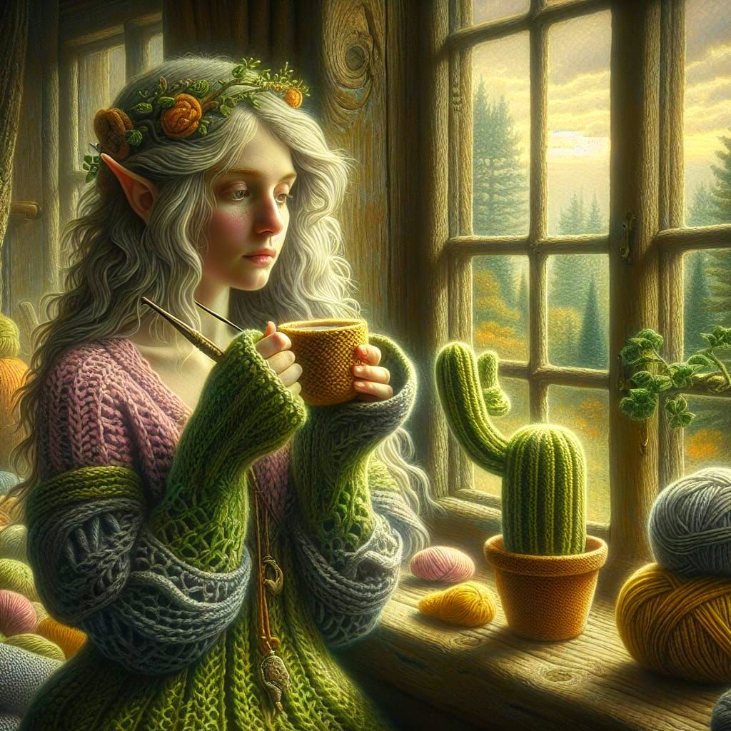 Enchanting Elf Tea Party in Pre-Raphaelite Style