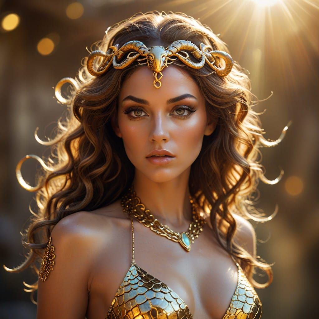 Glamorous Medusa in Polished Portraiture