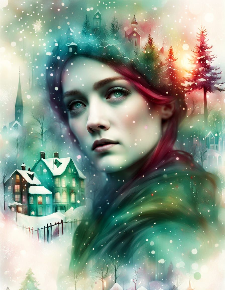 Warm Christmas Street Scene with Soft Focus Bokeh