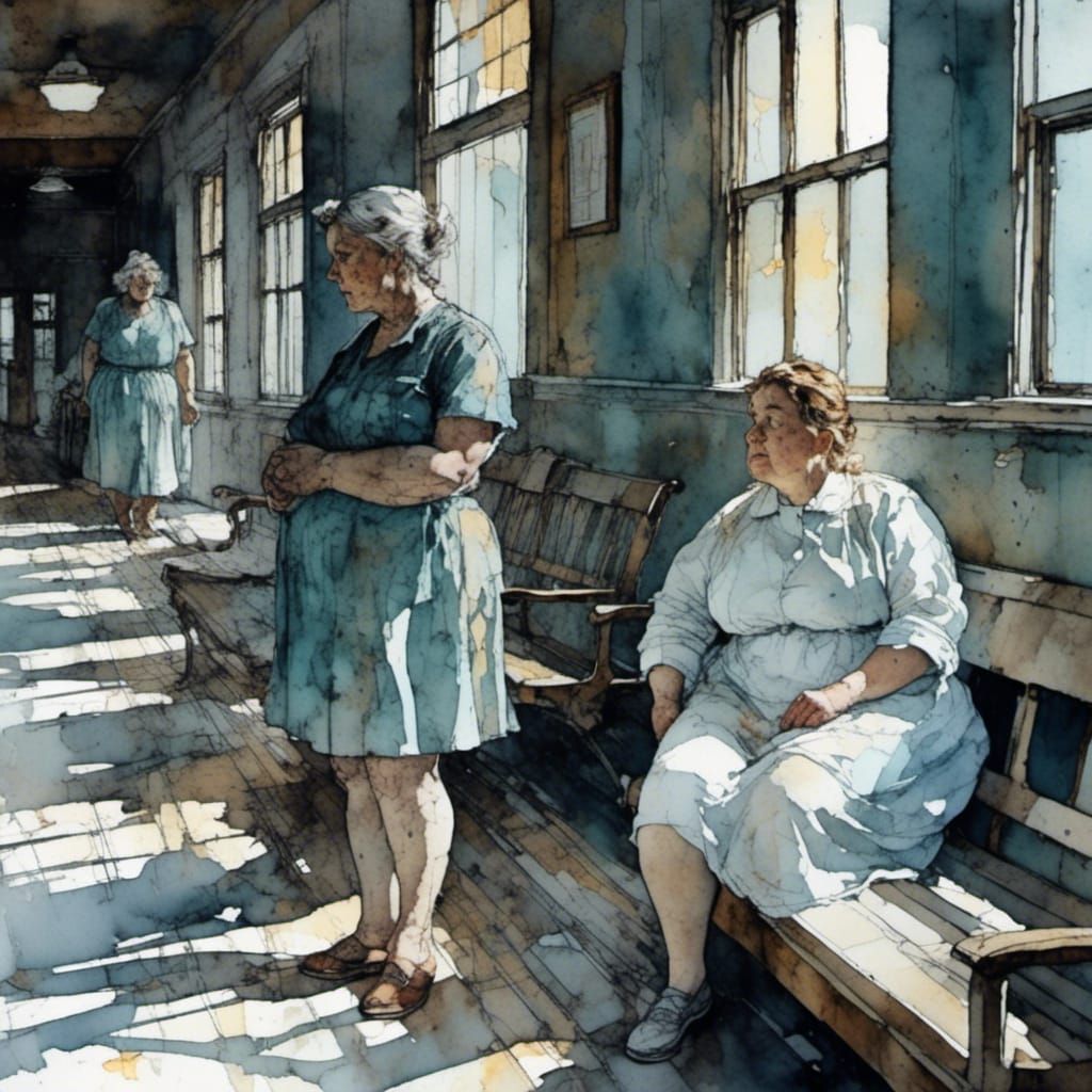 Mental Hospital Corridor in Cinematic Film Style