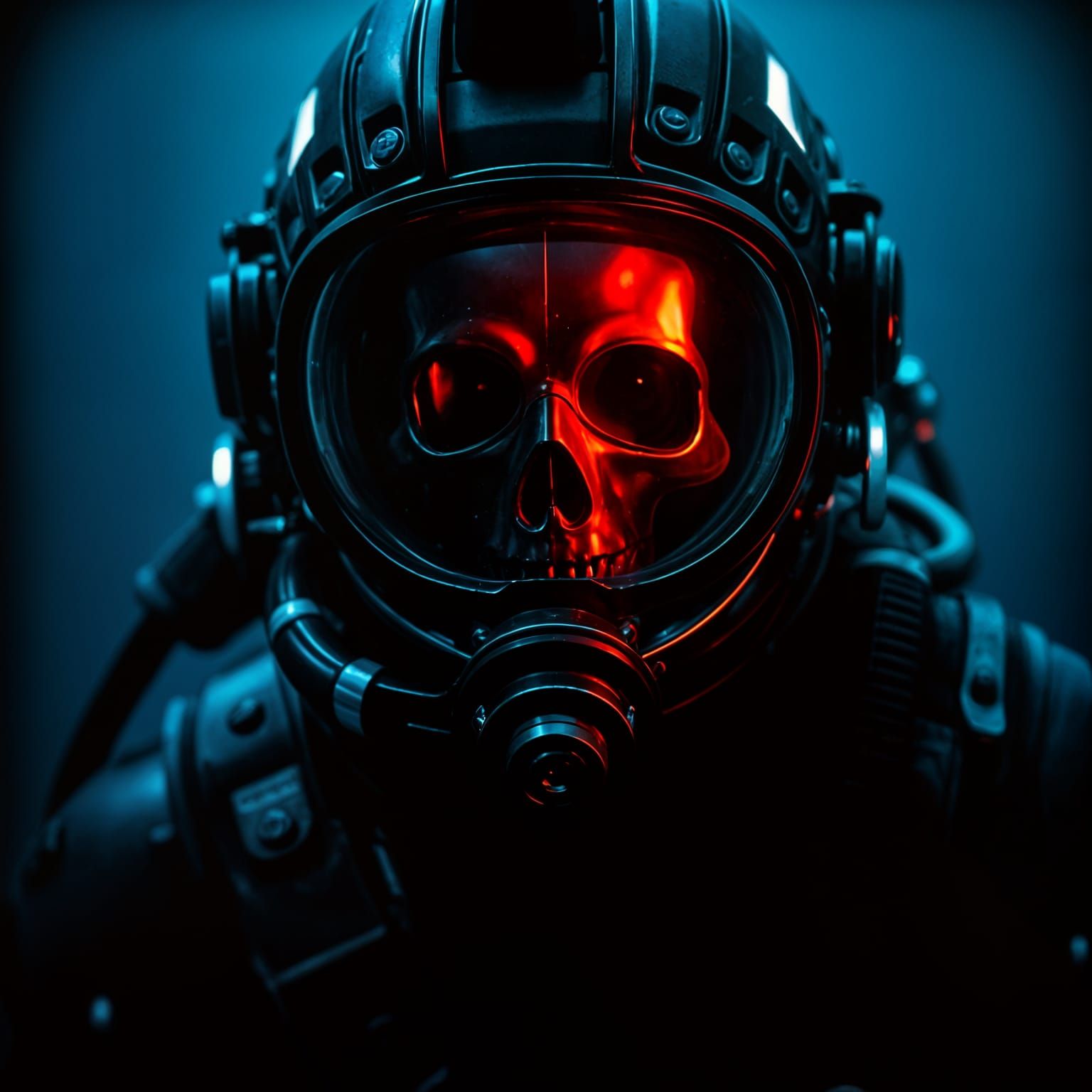 Cyberpunk Deep Sea Diver in a Neon-Lit Abyss