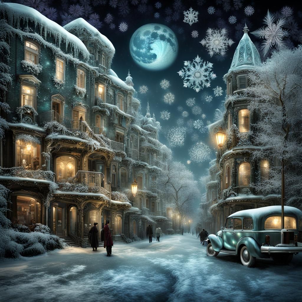 Surreal Urban Nightscape in Mixed Styles