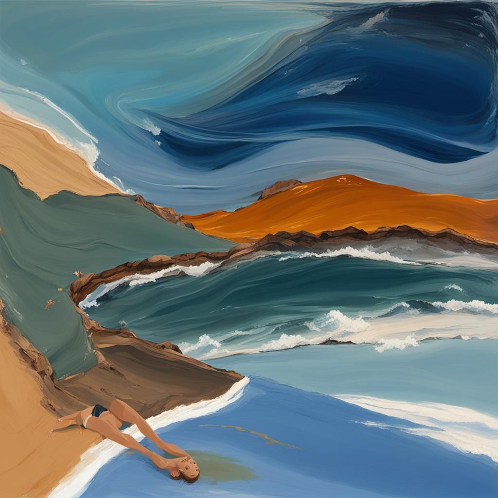 Tropical Beach Concept Art in Watercolor Style