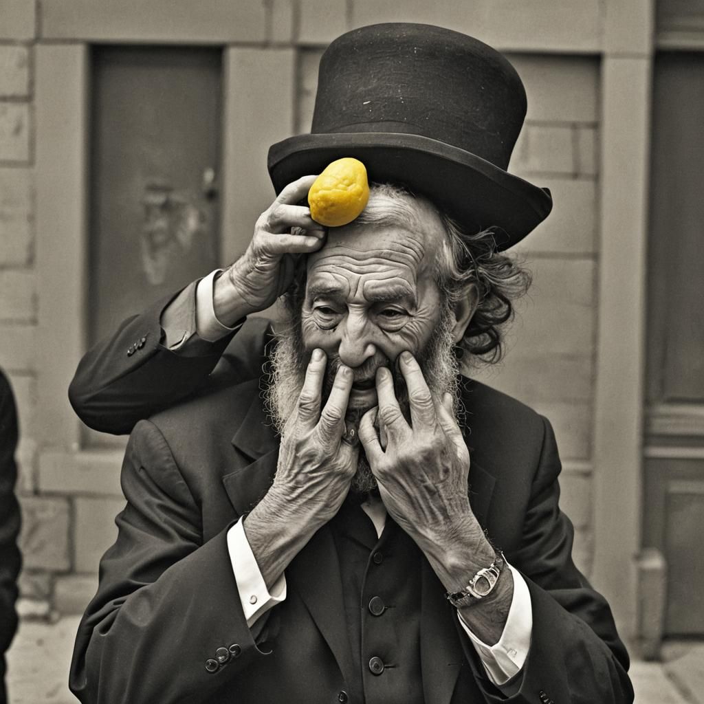 Elderly Jew's Joyful Tears Holding Etrog Fruit