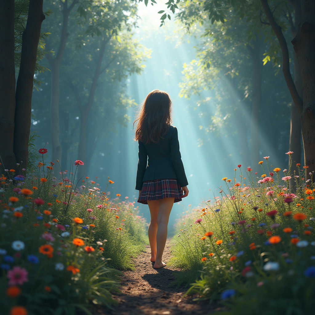 British Schoolgirl in Dreamlike Fantasy Artscape