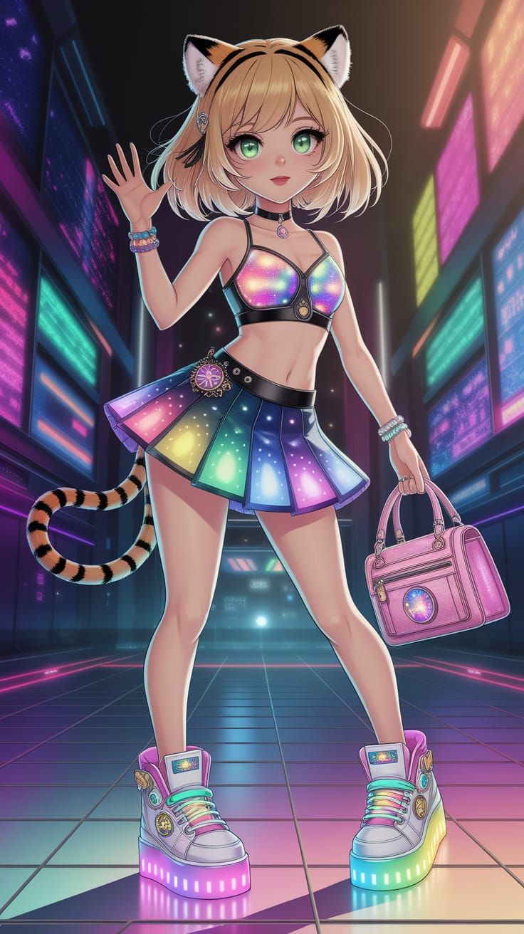 Anime Rave Girl with Tiger Features