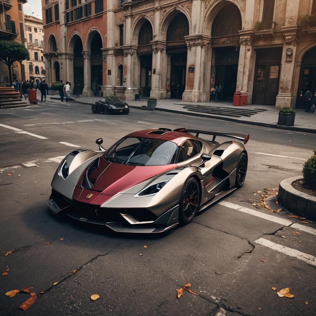 Italian Hypercar in Detailed Matte Painting Style