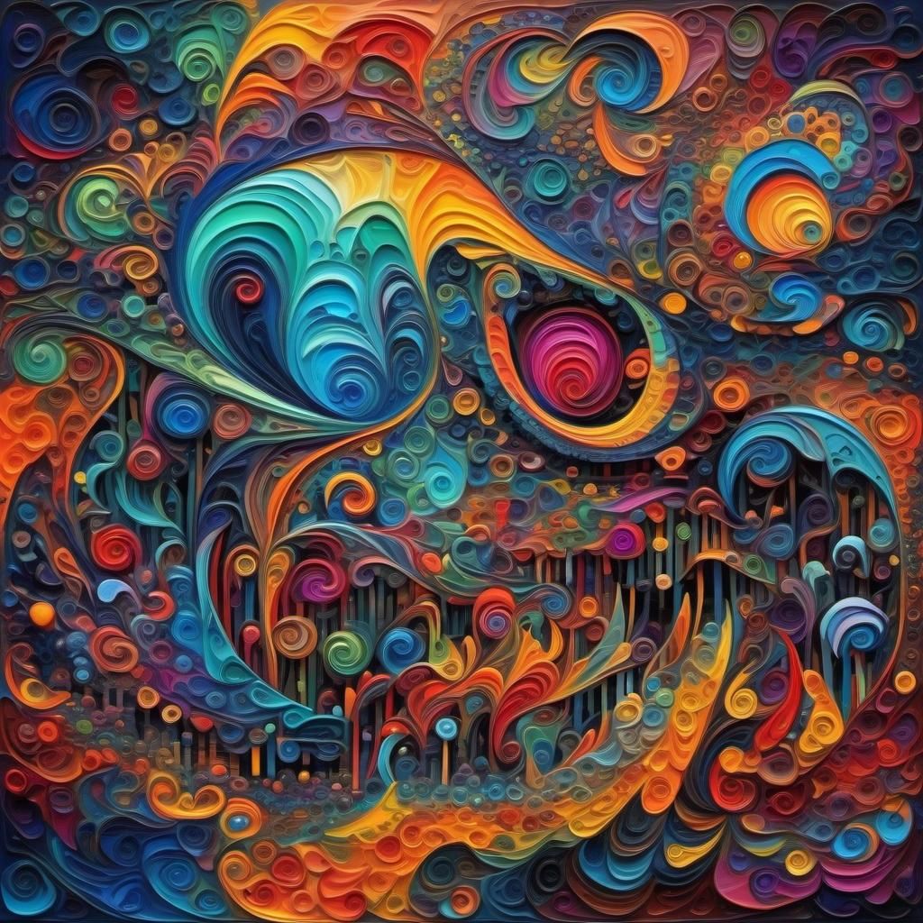 Abstract Vector Fractal in Expressionist Impasto Style