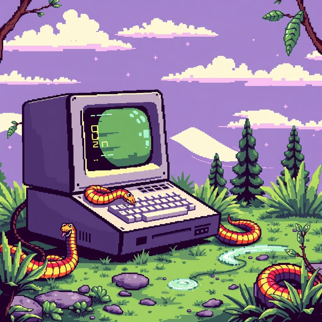 Pixel Art 8bit Retro Arcade Snake Game