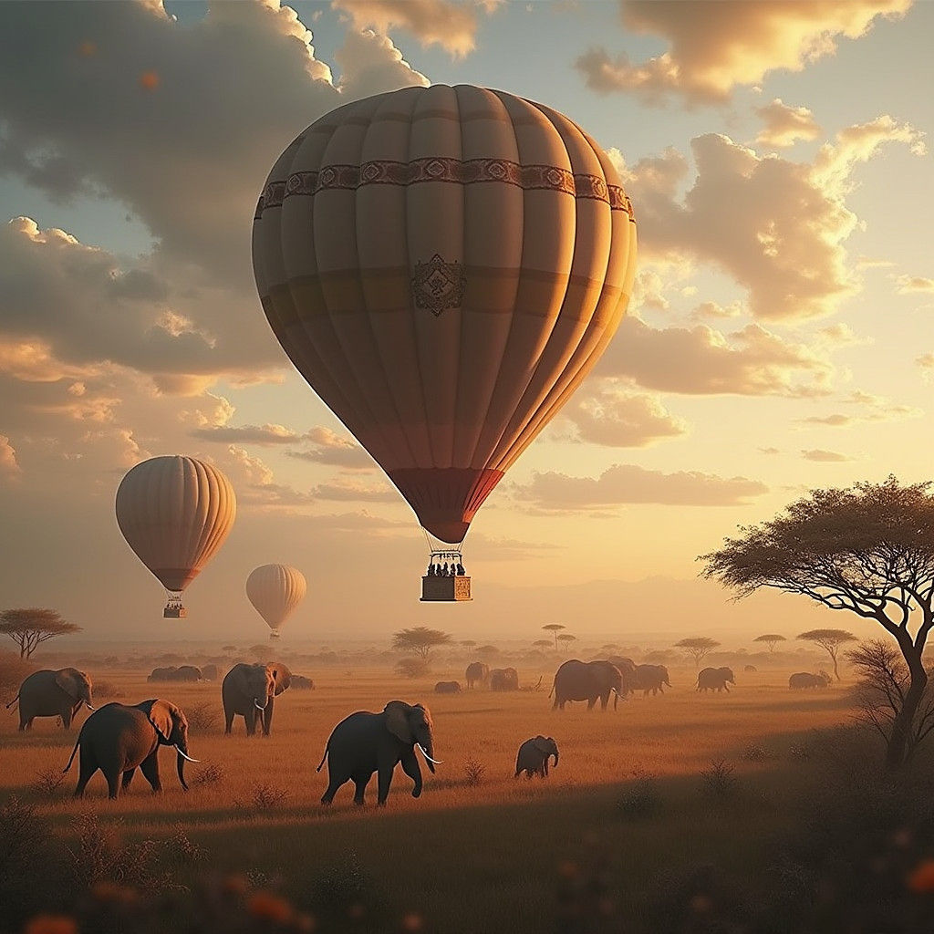 1920s Balloon Over African Savanna