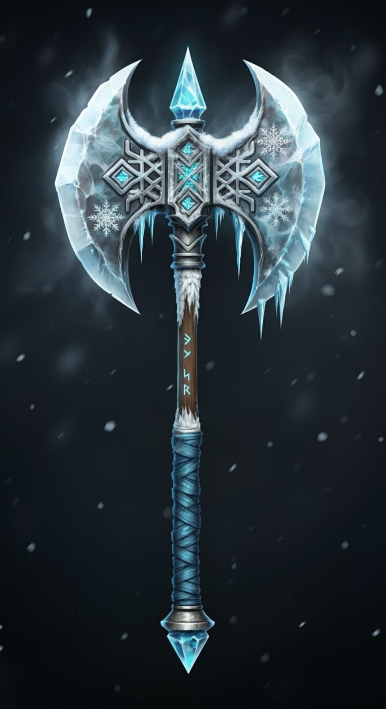 Icy Fantasy Battle Axe Concept Art